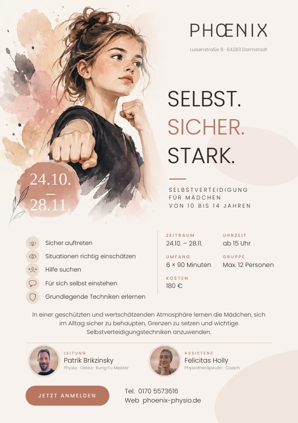 Flyer: Selbst. Sicher. Stark. Selbstverteidigung für Mädchen
